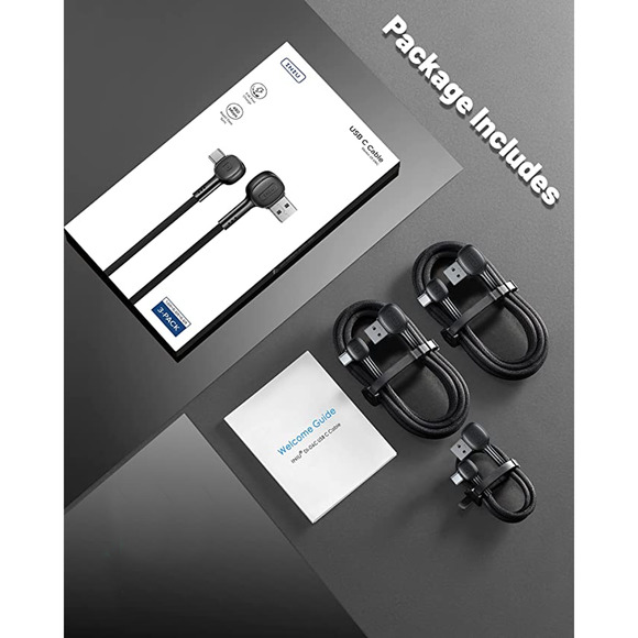 Nylon Braided 3.0 Type C Fast Charging Cables - 3 Pack - Picture 5 of 7